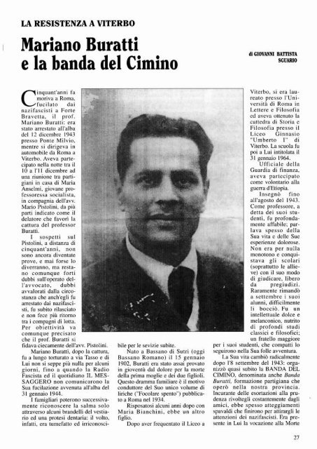 Mariano Buratti partigiano a Viterbo 1 mariano buratti e la banda del cimino biblioteca consorziale di